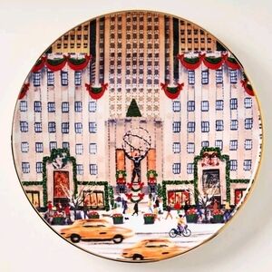 Anthropologie Holiday in the City Stoneware Dessert Plate New York 2025